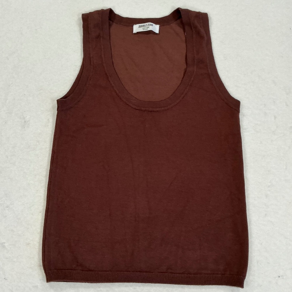 Double Zero Brown Knit Tank Top Scoop Neck Sleeveless DZ26A449 Large